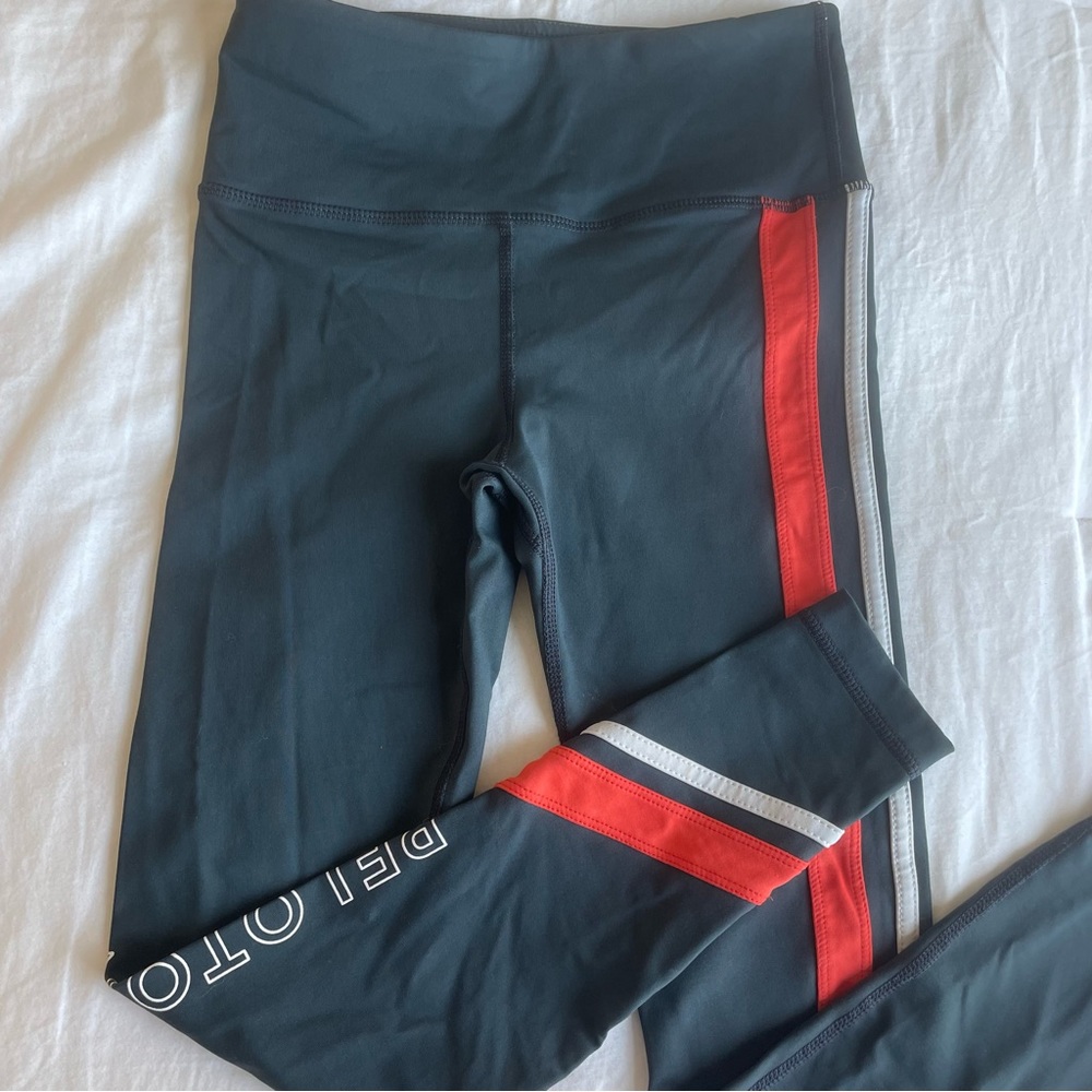 Peloton Branded Leggings Grey, Orange, and White - Picture 4 of 4